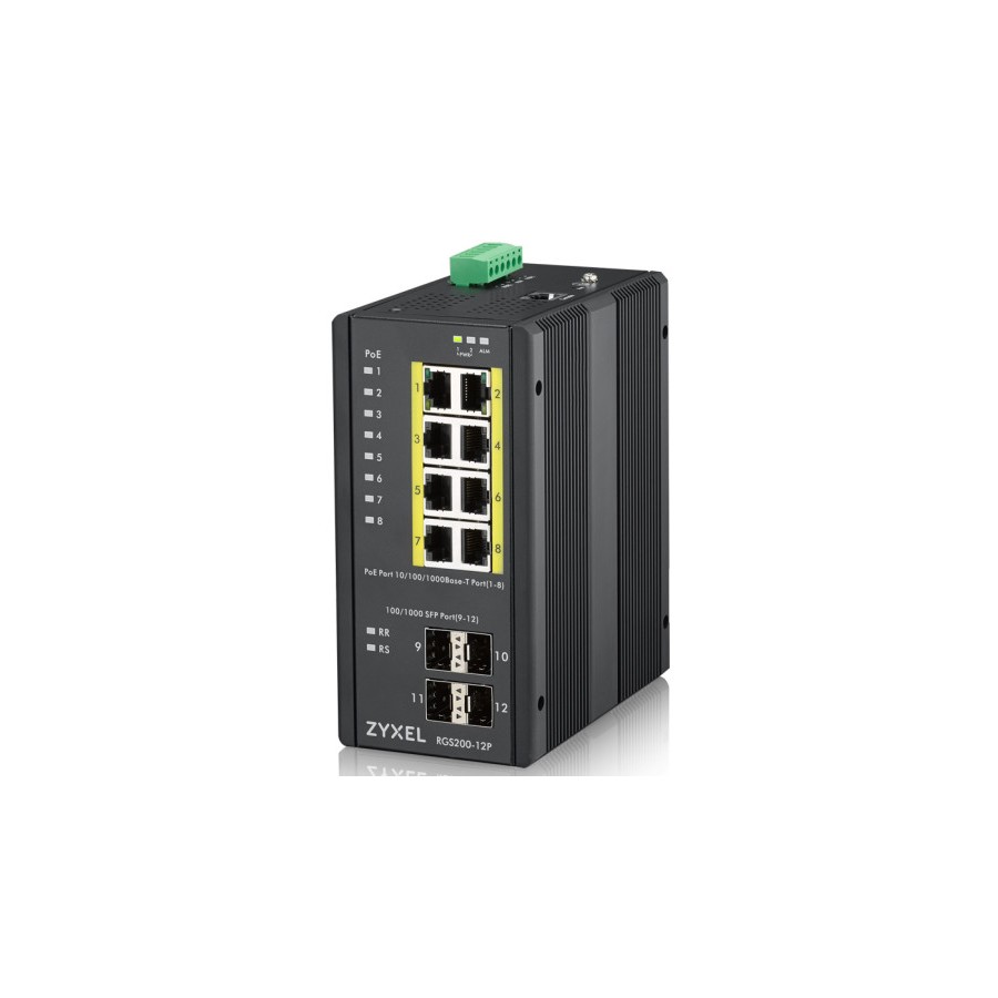 9264-Zyxel RGS200-12P Gestionado L2 Gigabit Ethernet (10/100/1000) Energia sobre Ethernet (PoE) Negro