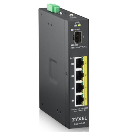9267-Zyxel RGS100-5P No administrado L2 Gigabit Ethernet (10/100/1000) Energia sobre Ethernet (PoE) Negro