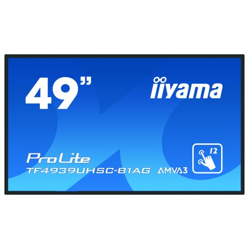 iiyama ProLite TF4939UHSC-B1AG monitor pantalla tactil 124,5 cm (49") 3840 x 2160 Pixeles Multi-touch Multi-usuario Negro