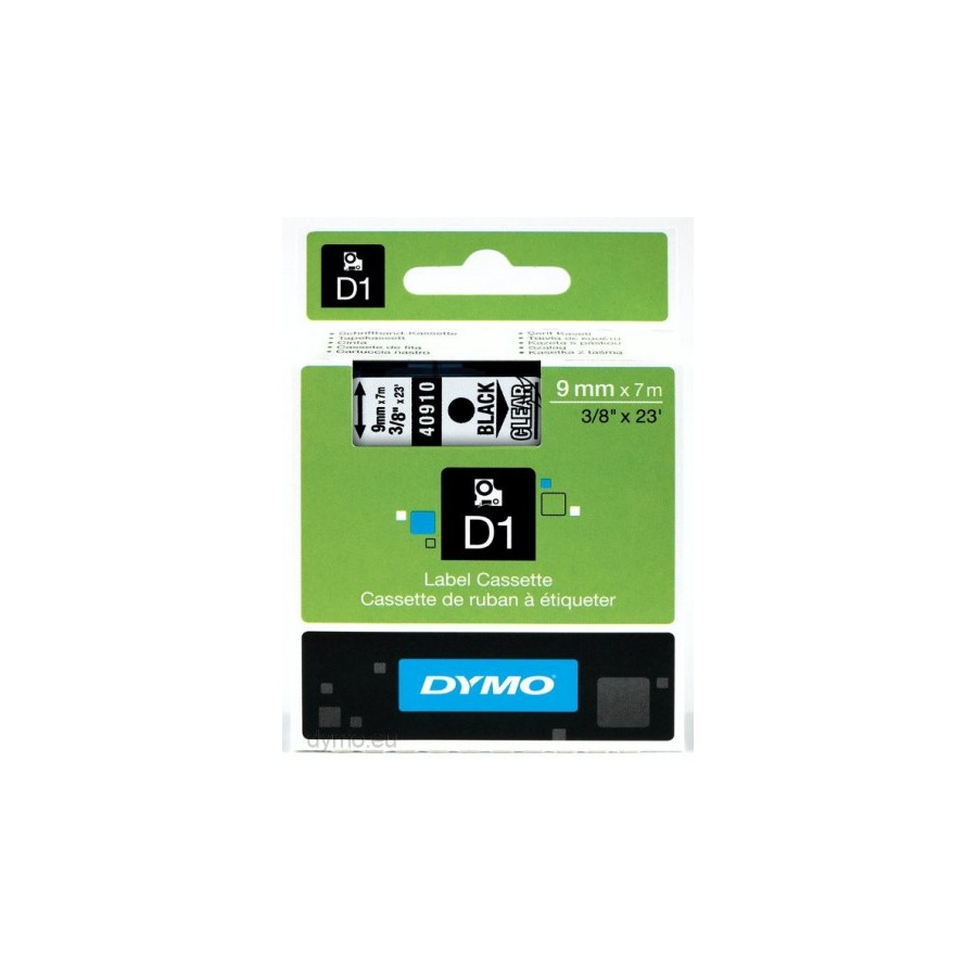 940-CINTA ROTULADORA D1 9MMX7M NEGRO/TRANSPARENTE DYMO S0720670