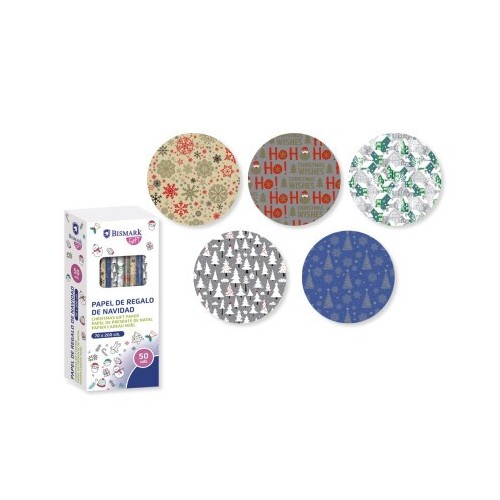 9510-PAPEL DE REGALO NAVIDAD ORO/PLATA 70X200 BISMARK 329860