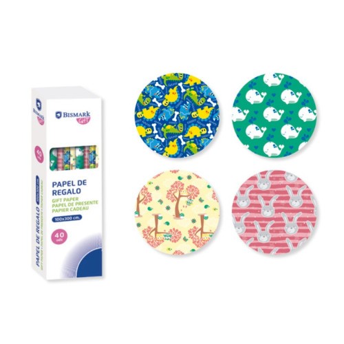 9512-PAPEL DE REGALO INFANTIL JUGUETES 100X300 CM BISMARK 329862