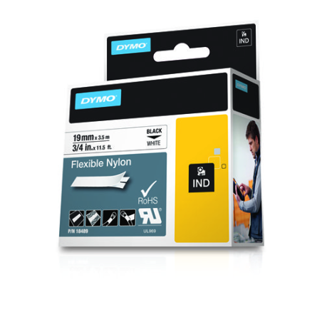 964-CINTA ROTULADORA RHINOPRO NYLON 19MMX3.5M NEGRO/BLANCO DYMO 18489