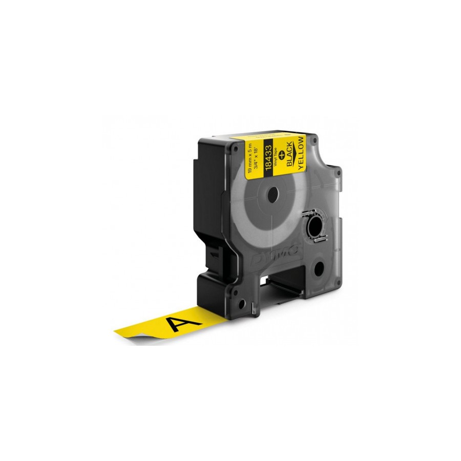 965-CINTA ROTULADORA RHINOPRO VINILO 19MMX5.5M NEGRO/AMARILLO DYMO 18433