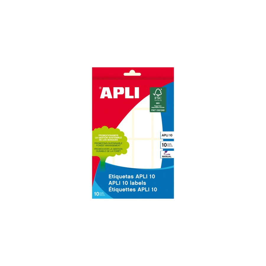 9706-PACK 10 HOJAS (160 UDS) ETIQUETAS BLANCAS 25X40 APLI 1646