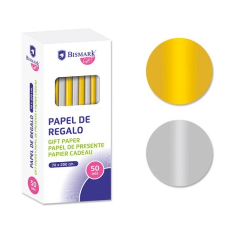 9752-PAPEL DE REGALO LISO ORO/PLATA 70X200 BISMARK 330276