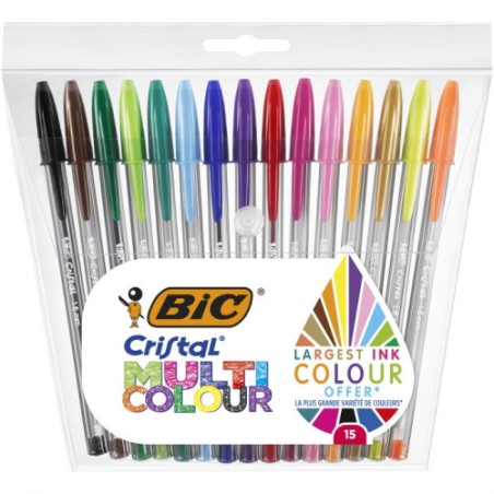9774-BOLSA 15 UNIDADES BOLIGRAFOS MULTICOLOR 1,6 MM BIC 964899