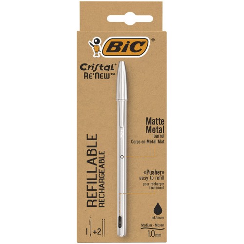 9776-BOLIGRAFO RENEW CUERPO METAL TINTA NEGRA BIC 997201