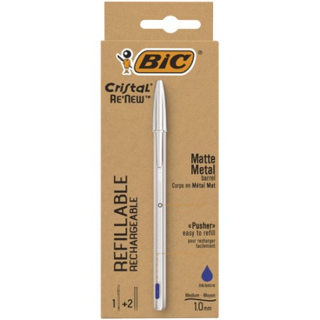 9779-BOLIGRAFO RENEW CUERPO METAL TINTA AZUL BIC 997202