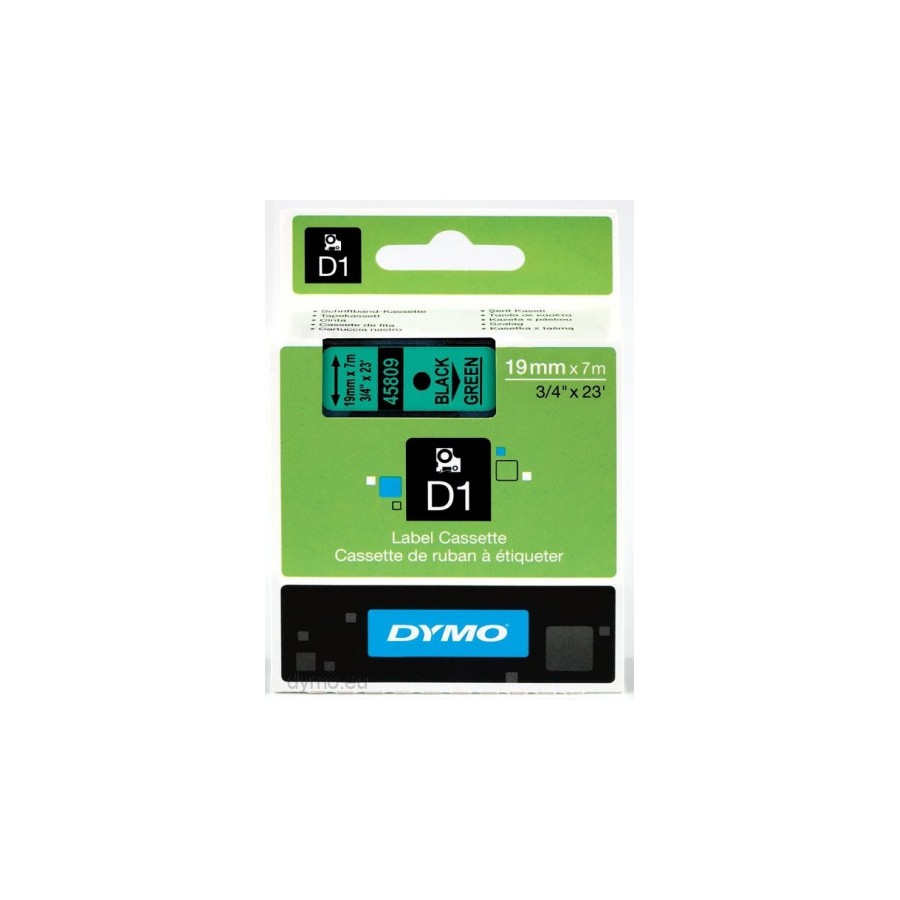 978-CINTA ROTULADORA D1 19MMX7M NEGRO/VERDE DYMO S0720890