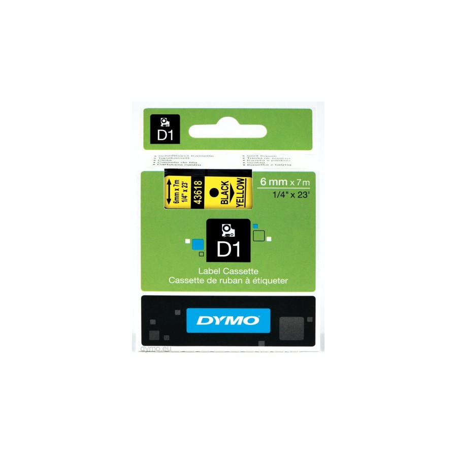 982-CINTA ROTULADORA D1 6MMX7M NEGRO/AMARILLO DYMO S0720790