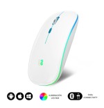 9887-RATON OPTICO INALAMBRICO 2.4G Y BT RGB LED DUAL FLAT MOUSE WHITE