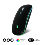 9889-RATON OPTICO INALAMBRICO 2.4G Y BT RGB LED DUAL FLAT MOUSE BLACK