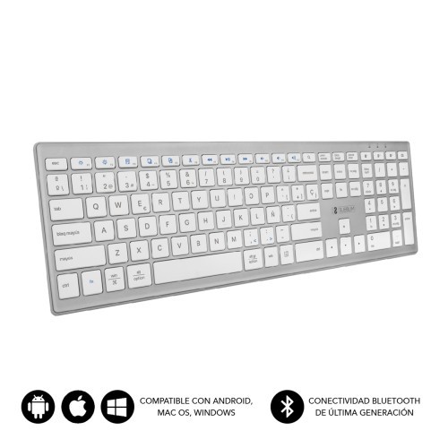 SUBBLIM Teclado Completo delgado inalambrico Bluetooth Pure Extended Silver