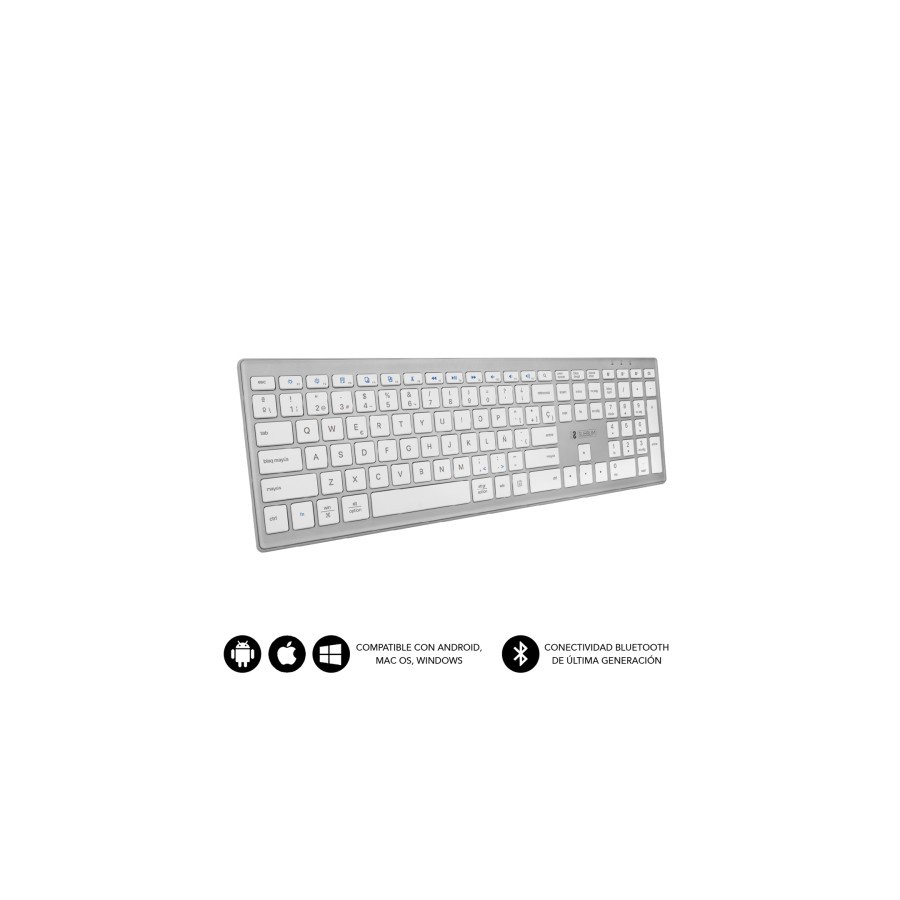 SUBBLIM Teclado Completo delgado inalambrico Bluetooth Pure Extended Silver