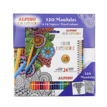 9932-SET LIBRO 120 MANDALAS + 24 LAPICES COLOR EXPERIENCE ALPINO AL000250