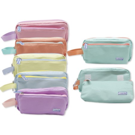 9970-PORTATODO TACTO SUAVE PASTEL DOBLE C/ASA COLORES SURTIDOS LAGART 329272